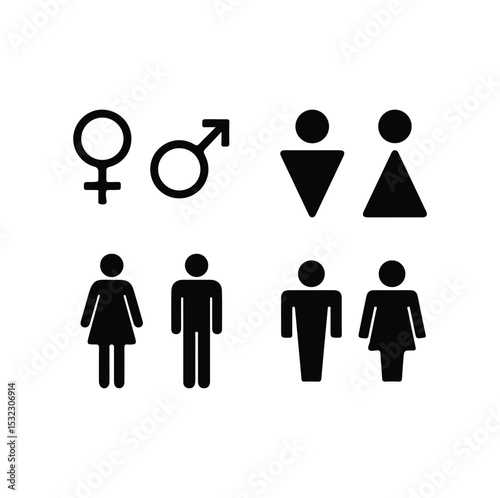 Fototapet Man And Woman Icon set, vector black Men and women  icon sign symbol design illu
