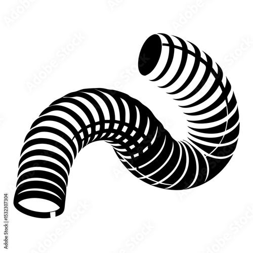 Flexible spiral tube design element. Slinky spring shape illustration for industrial design projects. Abstract slinky coil graphic for website banners and print.