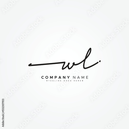 WL Signature Logo - Handwritten Vector Logo Template for WL Alphabet