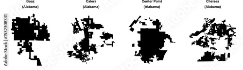 Boaz, Calera, Center Point, Chelsea outline maps