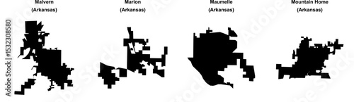 Malvern, Marion, Maumelle, Mountain Home outline maps
