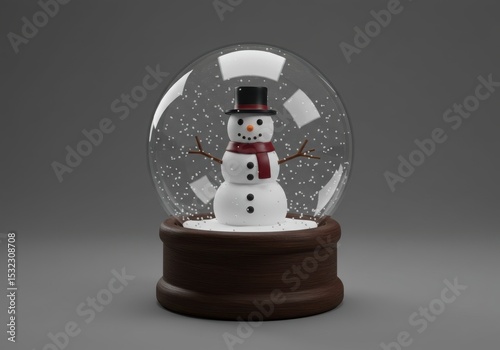 Snowman inside a snow globe with falling snow effect