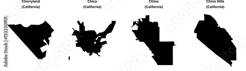 Cherryland, Chico, Chino, Chino Hills outline maps