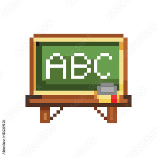 Pixel-art abc blackboard school education learning childhood