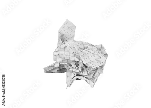 Wallpaper Mural A crumpled checkered paper sheet on an isolated white background suits creative projects. Its textured surface adds a unique touch for designs or educational ideas. Torontodigital.ca
