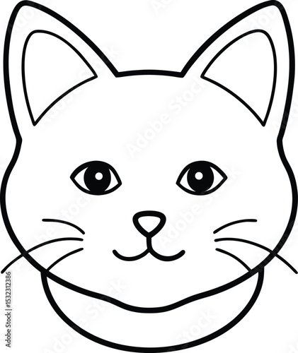 british shorthair head icon line art vector illustration on transparent background