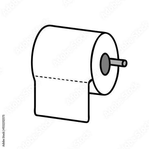 Vector illustration of toilet paper roll, isolated on white background
