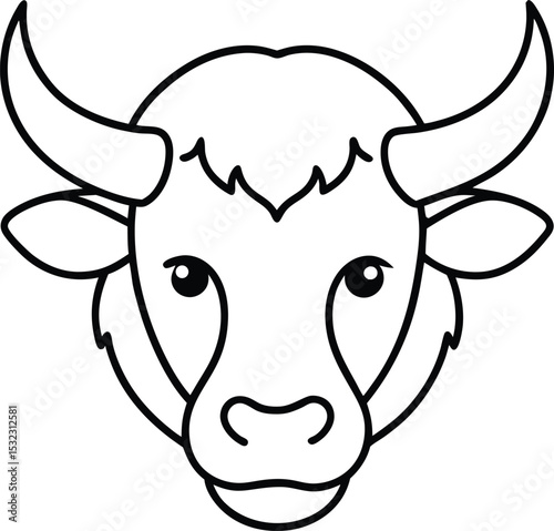 buffalo head icon line art vector illustration on transparent background