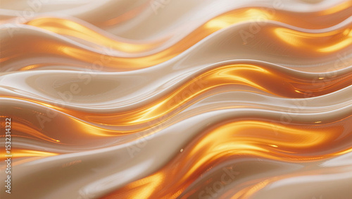 Captivating Liquid Cream with Gold Highlights Abstract Art Pattern