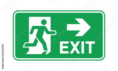 Emergency Exit Sign with Running Man and Arrow 