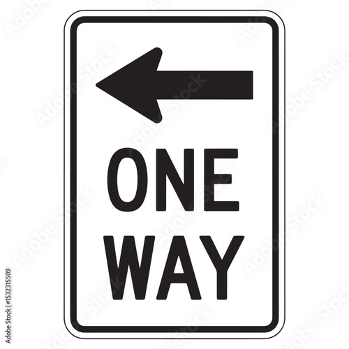 One Way Left Arrow Traffic Sign – Directional Road Sign Vector Illustration