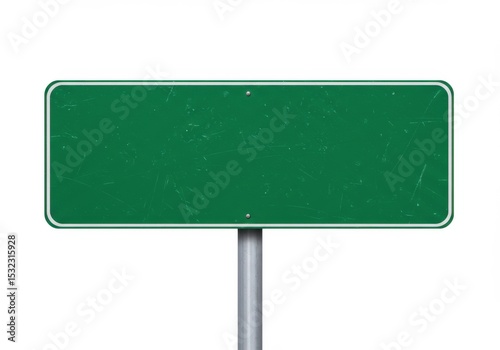 Blank green road sign on a pole