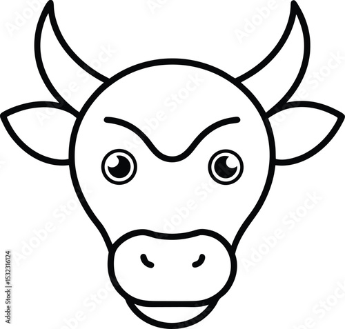 bull head icon line art vector illustration on transparent background
