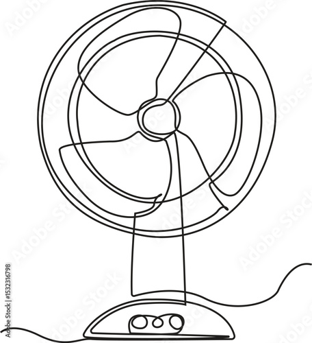 Continuous one line drawing standing electric fan. Electricity home appliance concept. Continuous line draw design graphic vector illustration.