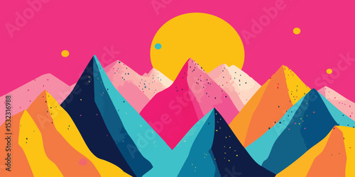 Colorful abstract mountain range landscape