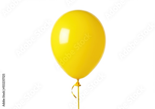 Single yellow balloon with ribbon on a stick