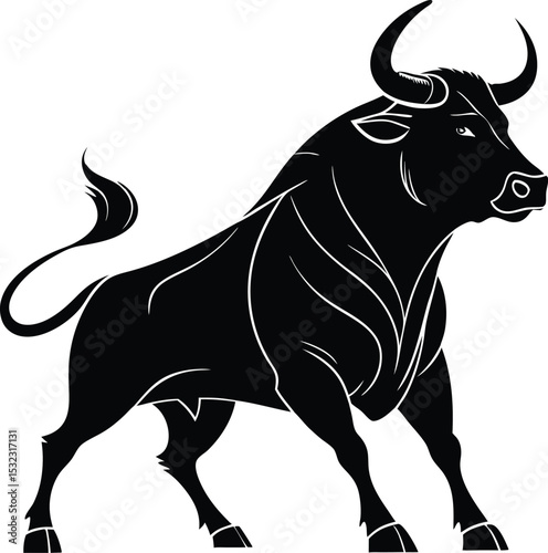black and white bull