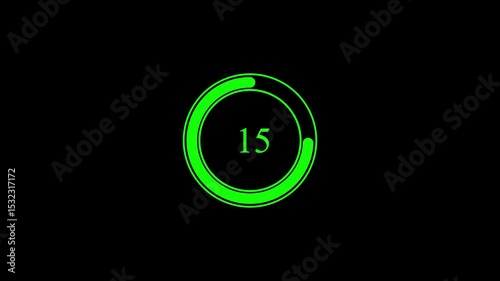 Modern Circular Timer Animation 4K 20 to 0 Sec Transparent Background. 4K Round Countdown Animation.