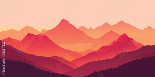 Sunset mountain range landscape