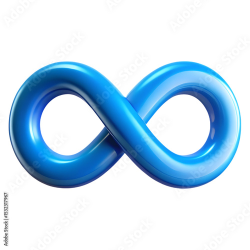 Shiny blue infinity symbol 3d render isolated on transparent background