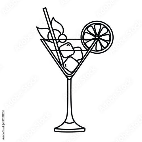 Drink Cocktail Line Vector