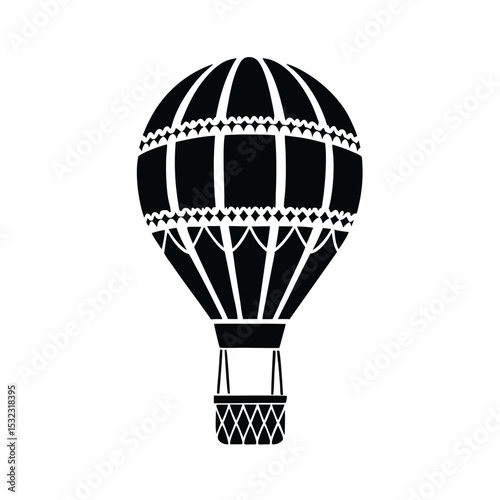 A classic, vintage-style silhouette of a hot air balloon.