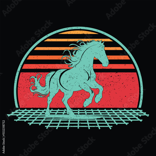 Horse Lover Retro Vintage 80s Style T-Shirt Design
