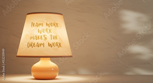 Lamp Illuminating Motivational Message on Shade photo