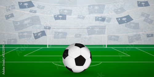 South Carolinian Football Arena Full of Fans with National Flags, Sports Event Illustration.