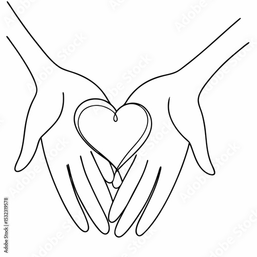 Hands give heart for love icon on white background.