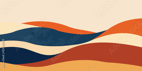Abstract layered wavy shapes in warm earthy tones
