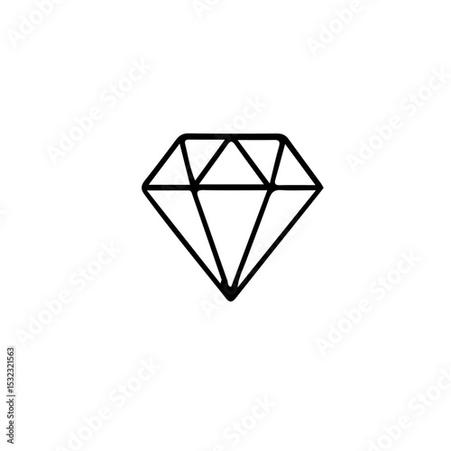 A simple black and white line drawing of a diamond shape isolated on a plain white background space here