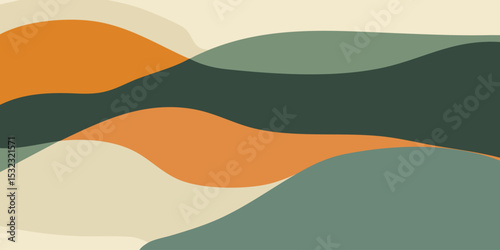 Abstract layered shapes in muted earthy tones
