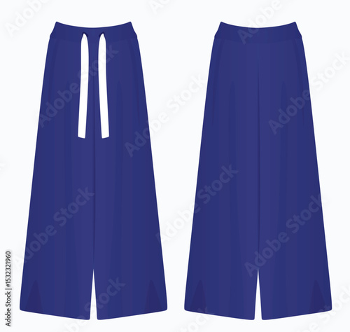 Blue  wide pants. vector illustration	