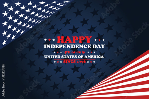 american flag , 4th july United States holiday celebration, happy independence day deep blue background banner design.	