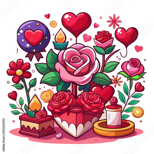Valentine's Day heart and roses