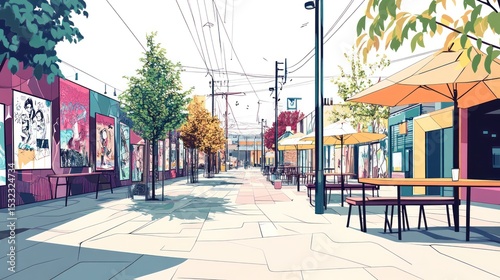A vibrant street scene