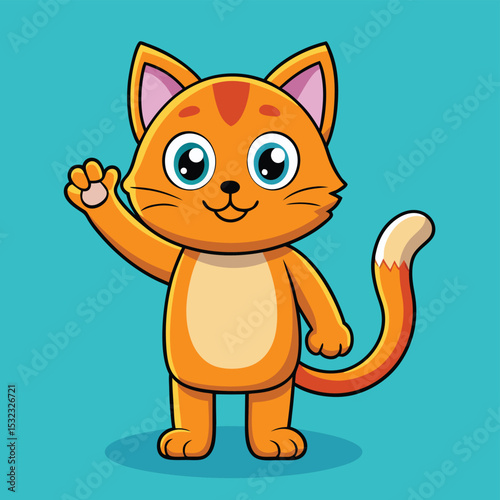 British Shorthair cat saying hello or give me five greetings. Pets and lifestyle concept.