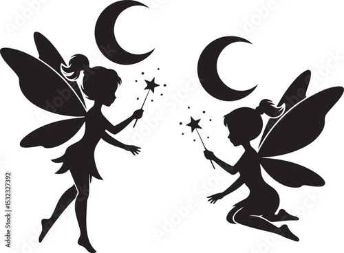 Afro Fairy with Magic Wings Silhouette

Enchanted Afro Fairy in Flight Vector

Elegant Black Fairy Queen Design

Afro Pixie Dust Silhouette Art

Mystical Fairy with Curls Vector