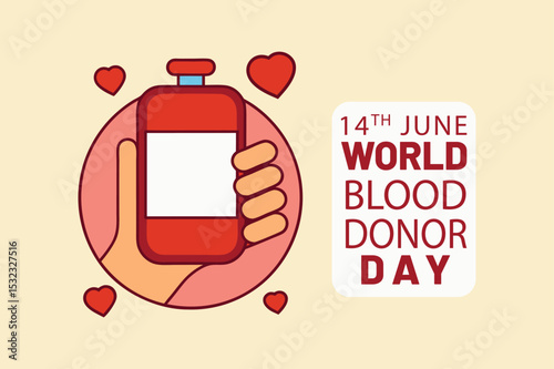 World blood donor day concept illustration of a hand holding blood bag vector design