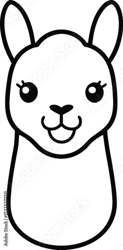 Llama head kawaii style vector on transparent background