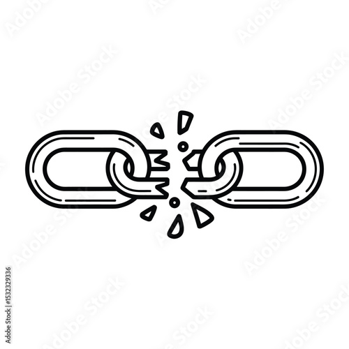 Broken chain link outline illustration