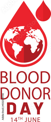 Blood donation awareness concept featuring globe and blood drops promoting world blood donor day