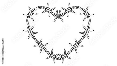 Barbed wire heart shape graphic design