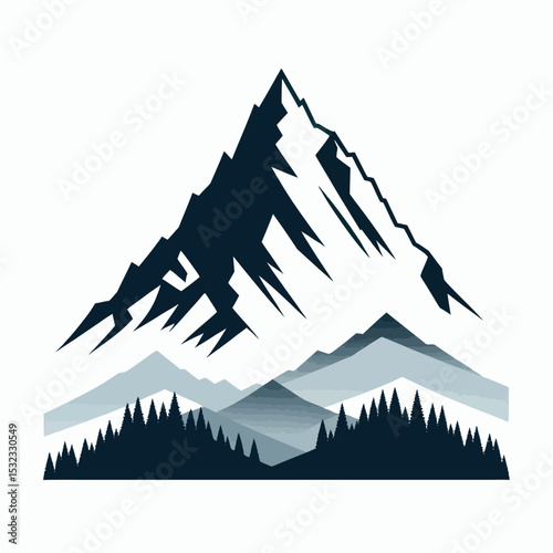 Elegant Mountain Silhouette with Sun and Lake View