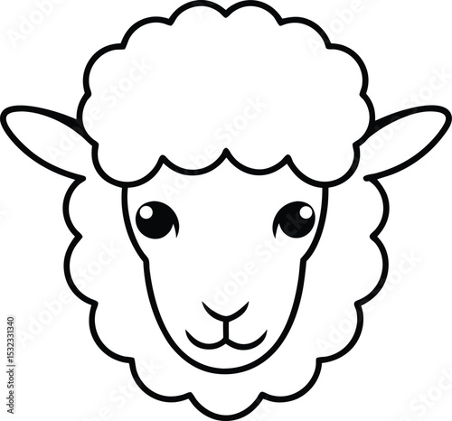 ewe head icon line art vector illustration on transparent background