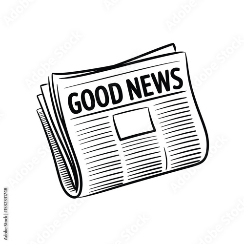 Folded newspaper illustration good news headline