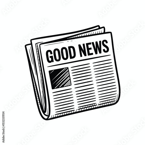 Hand drawn sketch of good news newspaper