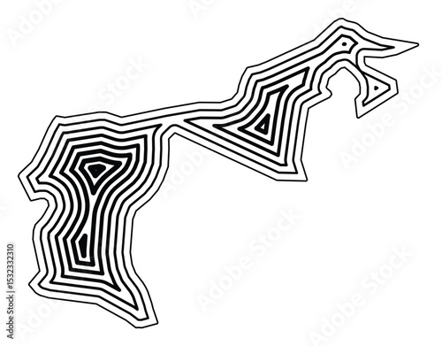 Symbol Map of the Kanton Appenzell Ausserrhoden (Switzerland) showing the state border buffered inside with black tapering lines