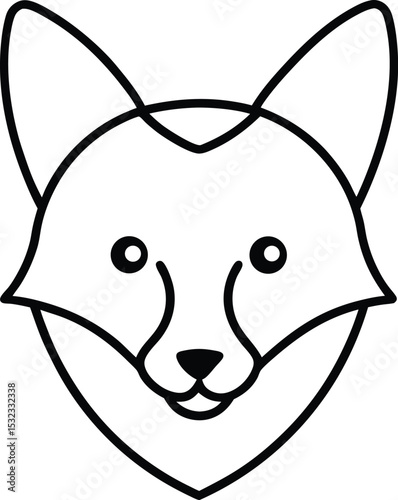 fox head icon line art vector illustration on transparent background